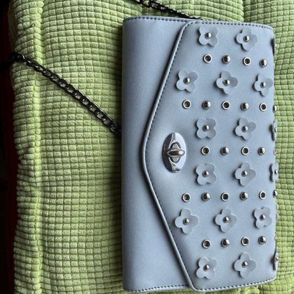 Catherine Malandrino Handbags - Catherine Malandrino Light Blue Floral Studded Crossbody Bag